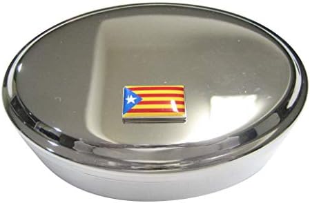 Kiola Designs La Senyera Estelada Знаме на Каталуния Овални Ковчег За Бижута с Дрънкулки