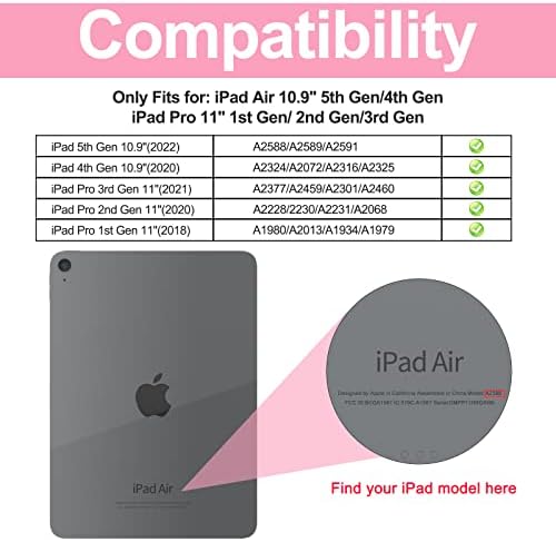 Оригинален калъф за iPad Air 5-ти / 4-то поколение (2022/2020), Калъф за iPad Air 10,9 инча, устойчив на удари