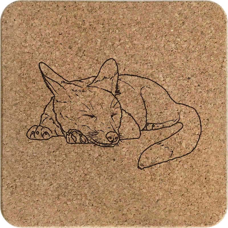 Квадратна Corkboard Поставка Azeeda 'Sleeping Fox' /Гърне (TR00022761)