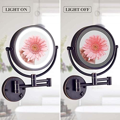 Огледало за грим ZAAHH 8 инча с 10-кратно увеличение и огледало за тоалетка маса с led подсветка, завъртащо