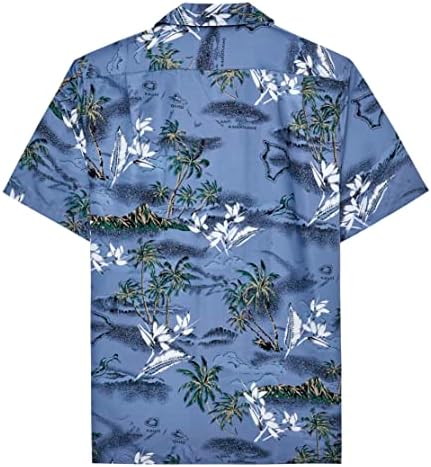 Мъжки Хавайски Ризи от Вискоза ЛОКУБАТОН, Нормално Кацане, Хавайски Ризи с Къс Ръкав за Мъже, Предни джоба