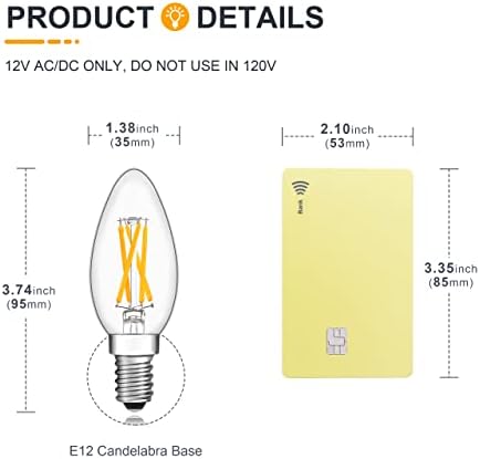 Led лампи с ниско напрежение TOKCON 12-Меки топли 2700 К (само за 12-24 vdc/12 vac)-2 W лампи E26 A15 12 и В 4 W лампи E12 B11 12