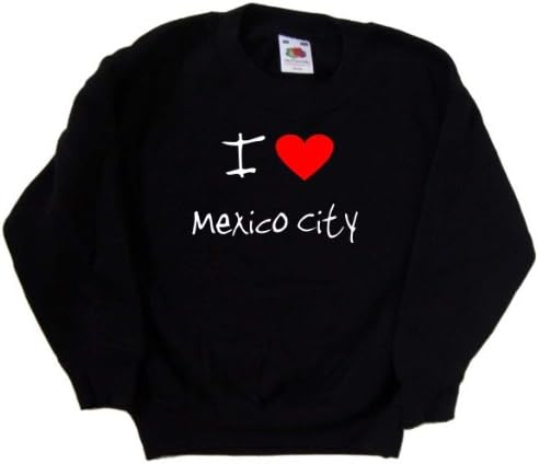 Черна детска Hoody I Love Heart Мексико Сити