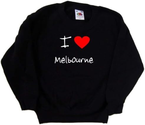 Черна детска Hoody I Love Heart Melbourne