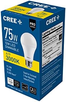 Led крушка Cree Lighting A19-75W-P1-30K-E26-U1 Pro Серия A19 мощност 75 W, еквивалентна led електрическата крушка,