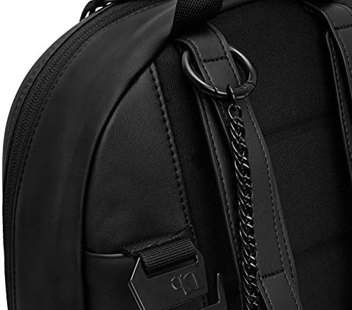 Db миниатюрни Мини чанта-раница от веганской на кожата с качествени метални ципове и подвижни веригата през рамо, цвят черен