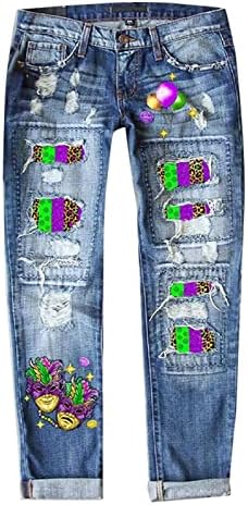 MIASHUI Дизайнерски спортни Панталони за жени, Дамски Нови Директни Дънкови Панталони с перфорации и Ул. Принтом,