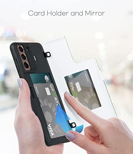 Калъф Qoosan Galaxy S21 с държач за карти, портфейл, тънък калъф за телефон, зелен