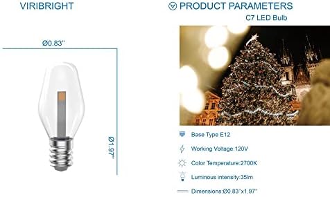 Висококачествени led лампа за нощно осветление C7, Нежно бяло (2700K), Прозрачни, Цокъл под формата на канделябра,