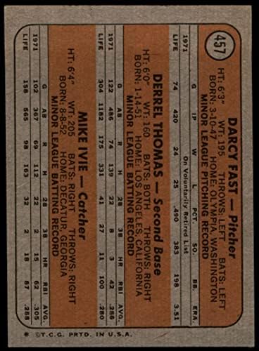 1972 Topps 457 Падрес Начинаещи Деррел Томас /Майк Айви/Дарси Бързо Сан Диего Падрес (Бейзболна карта) в Ню