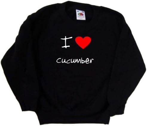 Черна детска Hoody I Love Heart Cucumber