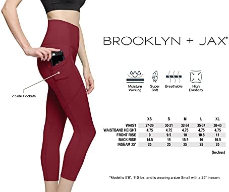 Дамски гамаши BROOKLYN + JAX с висока талия и 3 джоба – Спортни панталони за йога с контрол на корема – Дължина