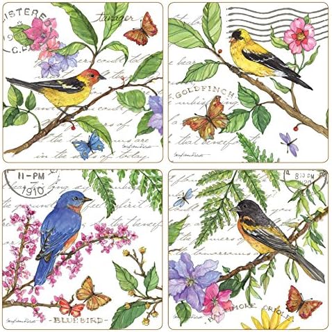 Абсорбиращи подложки CoasterStone Флора и фауна (комплект от 4 броя), 4-1/4 инча, различни цветове