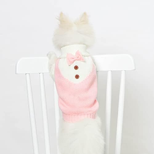 Пуловер за кучета с папийонка, Пуловери с високо воротом за кучета, Вязаный Пуловер за домашни любимци, Мек