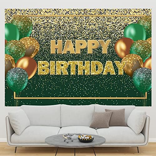 Ticuenicoa 6 × 4 фута Блестящи Зелени Златен Фон за рождения Ден на Златисто-Зелени Балони Боке на Жените и