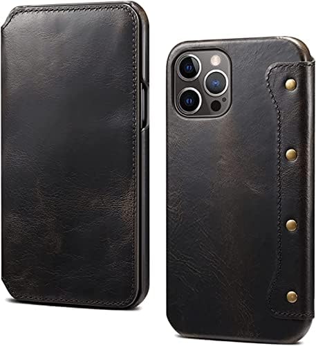 Чанта-портфейл SAWIDEE за iPhone 13 Pro Max, Калъф-за награда са ръчно изработени от естествена телешка кожа,