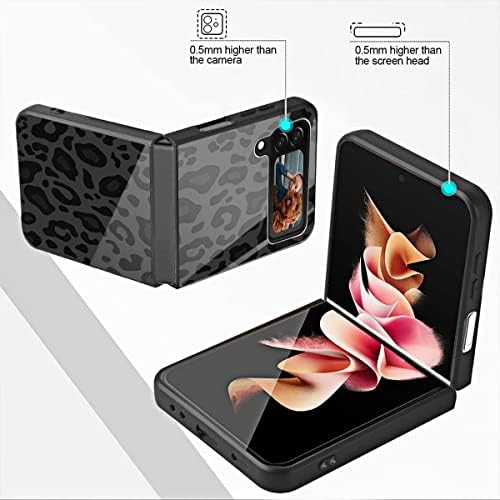 Калъф DANIUBI, съвместим с Samsung Galaxy Z Flip 3 5G, черно и сиво с леопардовым принтом, 2 цифра за мъже,