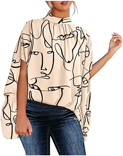 NOKMOPO Дамски Блузи Летни Мода Лято 2023 Ръкав Кръгъл Отвор Монофонични Топ Блузи Плюс Размер на Ризата