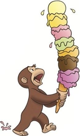5 Инча Любопитният Джордж Сладолед Маймуна, Животно Подвижна Кора залепващ Винил Декоративна Стикер На Стената