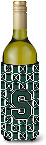 Carolin's Treasures CJ1071-SLITERK Letter S Футболен Държач за бутилки от Зелено и бяло вино, Калъф за охлаждане