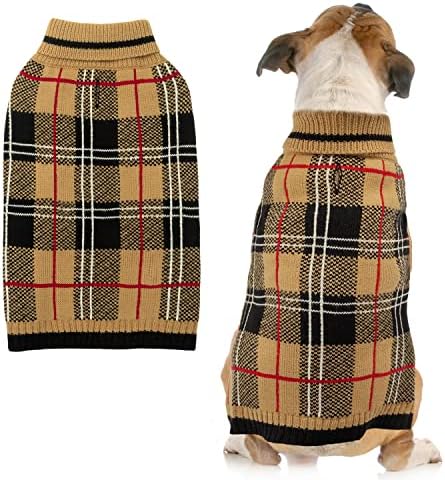 Пуловер за кучета MIMLOB за малки, Средни и Големи кучета - Карирани Топла Зима Есенен Пуловер, за кучета, Жилетка