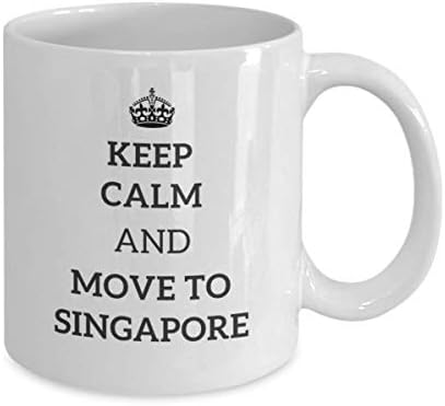 Запазете спокойствие и переезжайте в Сингапур Чаена Чаша Пътник Подарък за Колега, Приятел, Сингапур Пътна Чаша