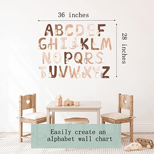 Неутрални стикери за стена с азбука на животните - 6-инчови с големи букви от азбуката за стена | 26 английски