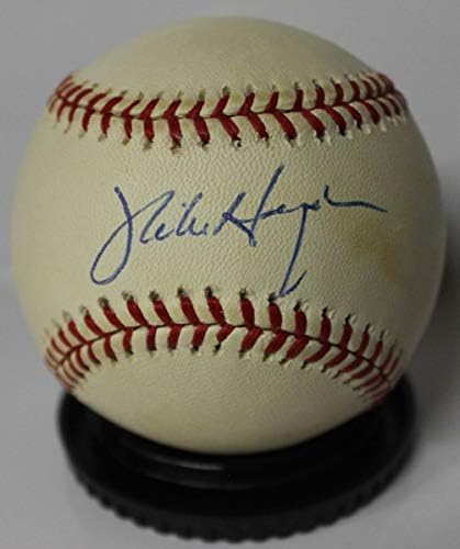 Майк Харгроув постави автограф Официален представител на Американската лига бейзбол. Този бейзболен топката