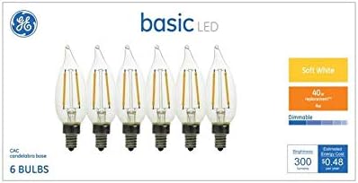GE Basic с 40-Ваттным еквалайзер, Мека Бяла лампа с регулируема яркост под формата на свещи (6 бр) На закрито