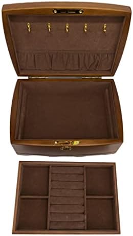 N/A Изискан Европейски Ретро Дървени Ръчна Кутия за Съхранение на Бижута, в Ковчег за бижута с ключ (Цвят: A, Размер: 26 см * 18 см. * 10 см.)