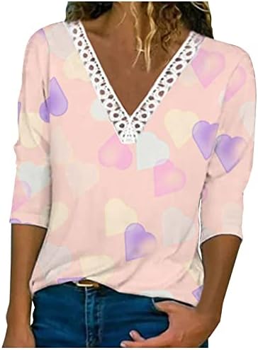 Блузи за жени, Тениска 2023, Туника с дълъг ръкав 3/4 Топ с Елегантни Завързана Тапицерия, Празничен Пуловер