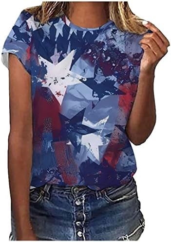 Тениска за жени, Модни Туника с Къс Ръкав и 3D Принтом, Блузи, Дамски Патриотични Ризи за Партита, плътно Прилепнали