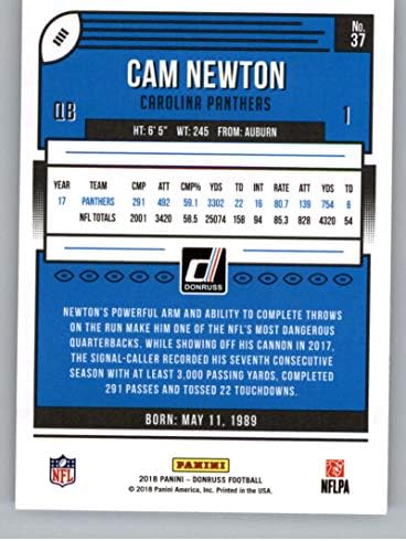 2018 Donruss Football 37 Кам Нютън Каролина Пантерс Официалната Търговска картичка NFL