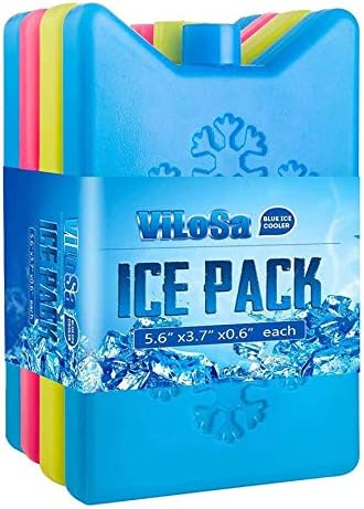 Пакети с лед ViLoSa Обяд-бокс и охладител за многократна употреба пакет с лед За деца по-Дълго запазва храната на хладно Голям пакет с лед - Здрав - Перфектен размер - Бе?