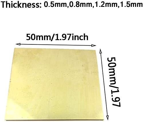 NIANXINN Месинг С Табела от Ламарина, Мед Суровини За Охлаждане на Промишлени Материали H62 Cu 50 mm x 50 mm, 1 на Лист чиста Мед 50 мм