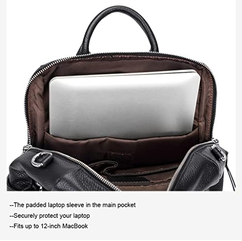 HFSD Всекидневни женски раница от естествена кожа, Реколта анти-кражба на 12-инчовата чанта за лаптоп раница с джобове, Случайни бизнес раница за пътуване (Цвят: синьо,