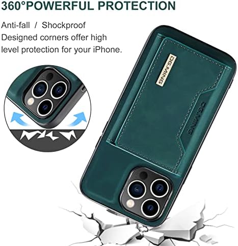 Чанта-портфейл, който е съвместим с iPhone 14 Pro Max, DG.МИНГ Кожен калъф за телефон от Премиум-клас, Задната