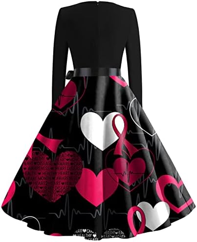 Дамски реколта рокли-халатики с принтом Сладко сърце на Деня на Свети Валентин, рокли за партита в Деня на Св.