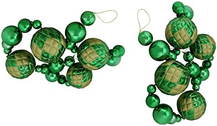 Украса - 6' Едрогабаритна Блестяща Зелена Коледа Венец от Топки от Златист Блестящ Акцент - XMAS10
