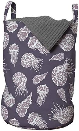 Чанта за дрехи Ambesonne Jellyfish с Повтарящ се Модел във формата на Медузи амонити и морски Черупки, Кошница