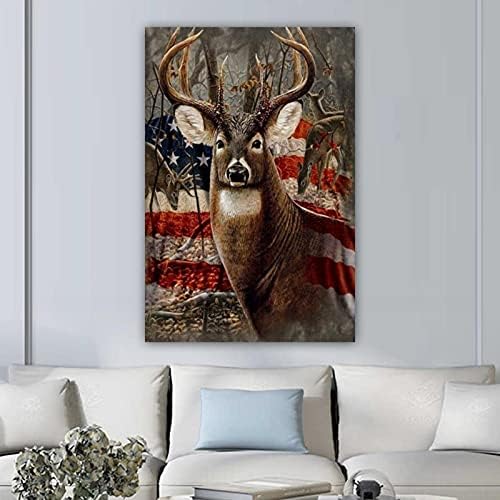 Въведете Платно Стенно Изкуство Американски Флаг на САЩ Елен Маслени Произведения на изкуството Плакати със