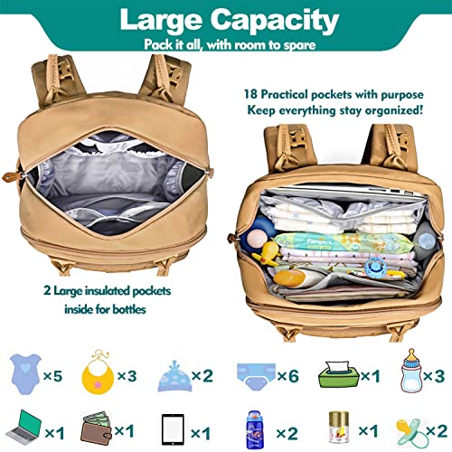 Раница-чанта за памперси BabbleRoo, Чанти за смяна на пелени, богат на функции Водоустойчива чанта с пеленальным