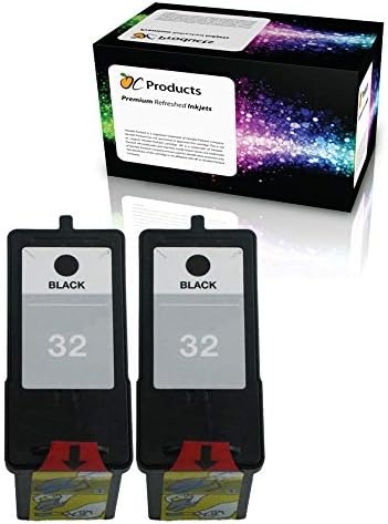OCProducts Подмяна на възстановеното касетата с мастило на Lexmark 32 за принтери Lexmark X5470 X3330 X3350 P6350 X5250 18C0032 (2 черни)