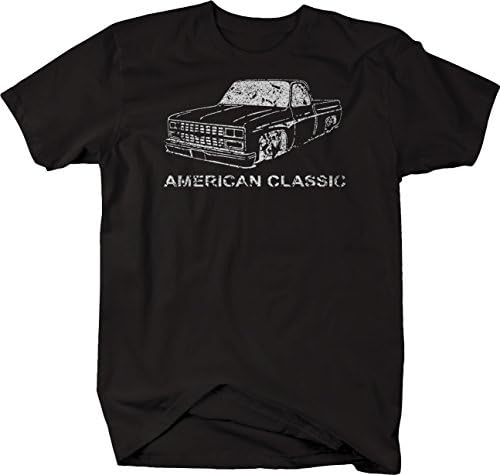 Ретро Състезателни Пикап C10 1973-87 с Квадратна Каросерия Графична Тениска за Мъже 2XL Черен