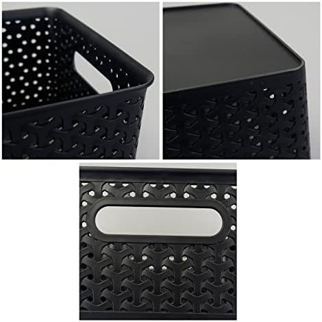Черна Пластмасова кошница за съхранение на Pekky, Кухненски Органайзер, 11,6 x 9,1 x 4,7, Комплект от 4