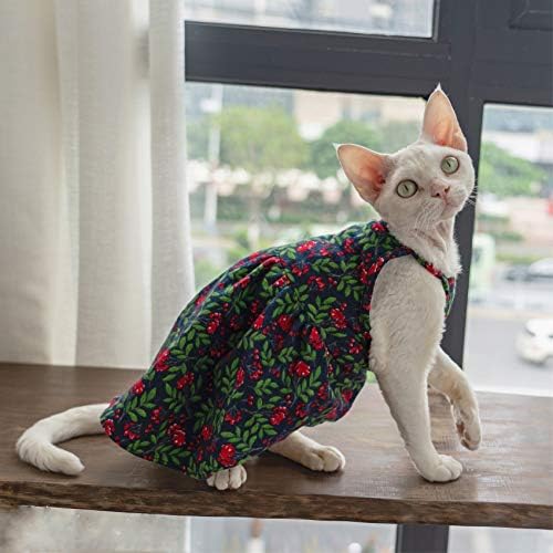 Облекло за Бесшерстных котки OCHSTIN, Лятна Удобна Жилетка-пола от памук в ретро стил с Принтом, за Сфинксове,