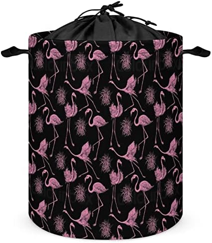Розова Кръгла Кошница за дрехи Flamingo 42L Сгъваема Кошница за Дрехи с завязками Отгоре