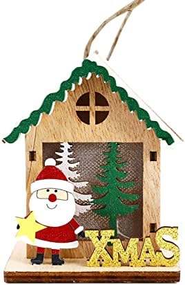 Декорирайте Коледно led Люминесцентный Снежна Къща Висулка във формата на Коледно Висулка във формата на Къща на Дядо Коледа Прозрачно Стъкло петно (B, един размер)