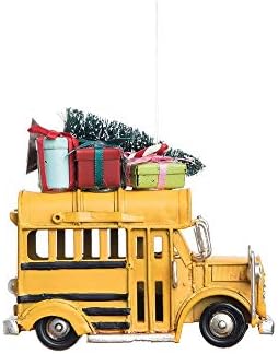 Училищен автобус на C & F Класически Бял 4,3 х 3,5 Метален Декоративен Окачен Украшение