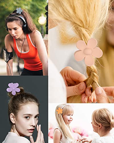 Gmdrounz Фиби за коса с цветя модел - 12 бр., Големи Мат Фиби за коса за момичета, Мода, Красиви Фиби за гъста